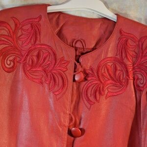 Leather Embroidered Jacket and Skirt SZ 14 by Resource NWT